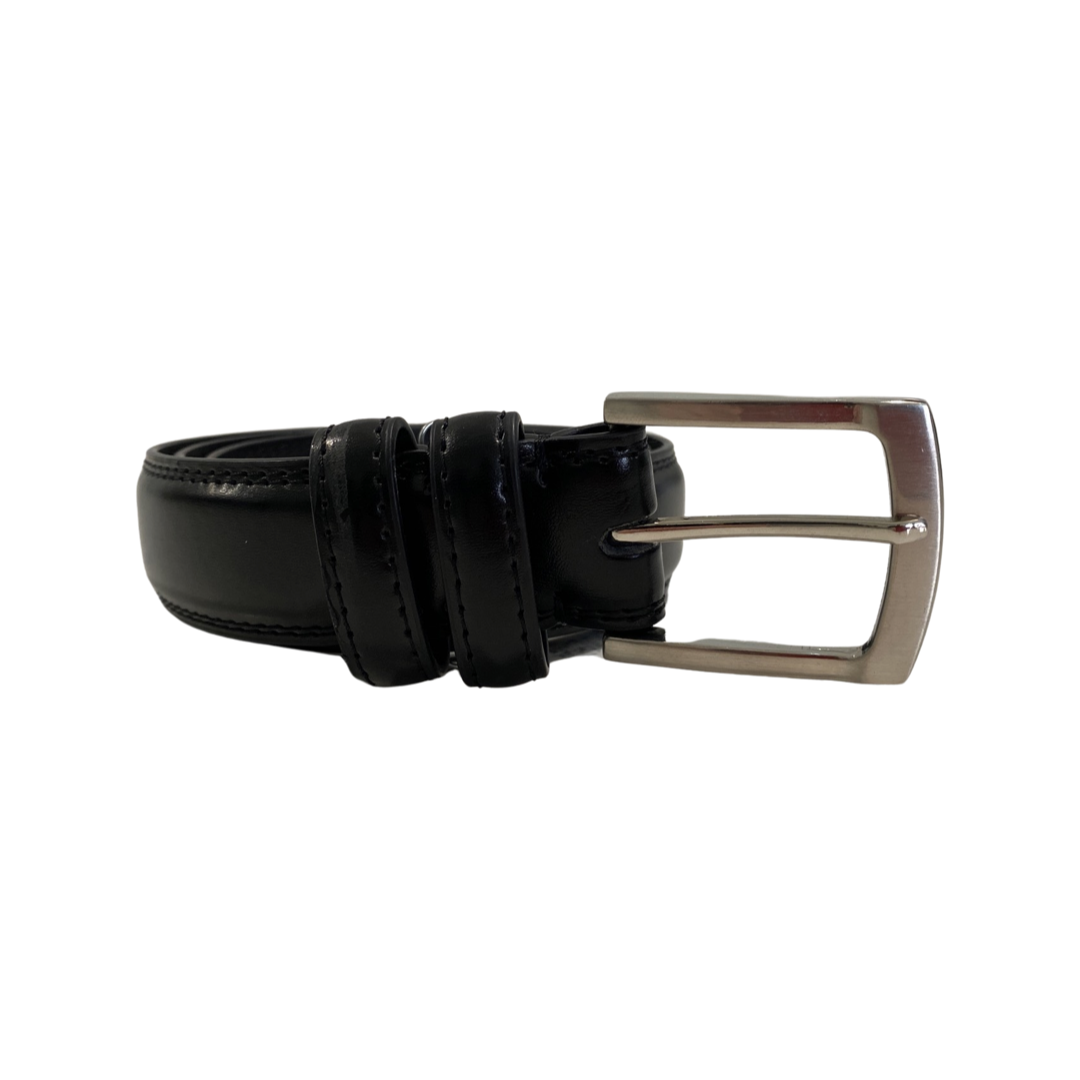 Frederico Leone 1135-1 black leather belt, buckle and smooth strap view