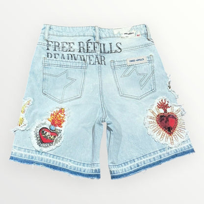 Free Refills Adorn Patchwork Denim Shorts – Blue from On Time Fashions – Denim Shorts by Free Refills, Birmingham AL’s 1 fashion store and premier destination for streetwear, suits, kids fashion, and big & tall