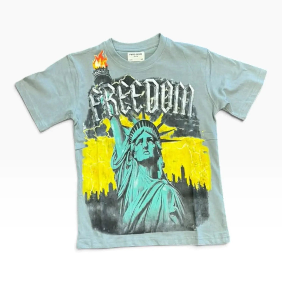 FWRD kids Statue Freedom grey and gold graphic crop-fit T-shirt