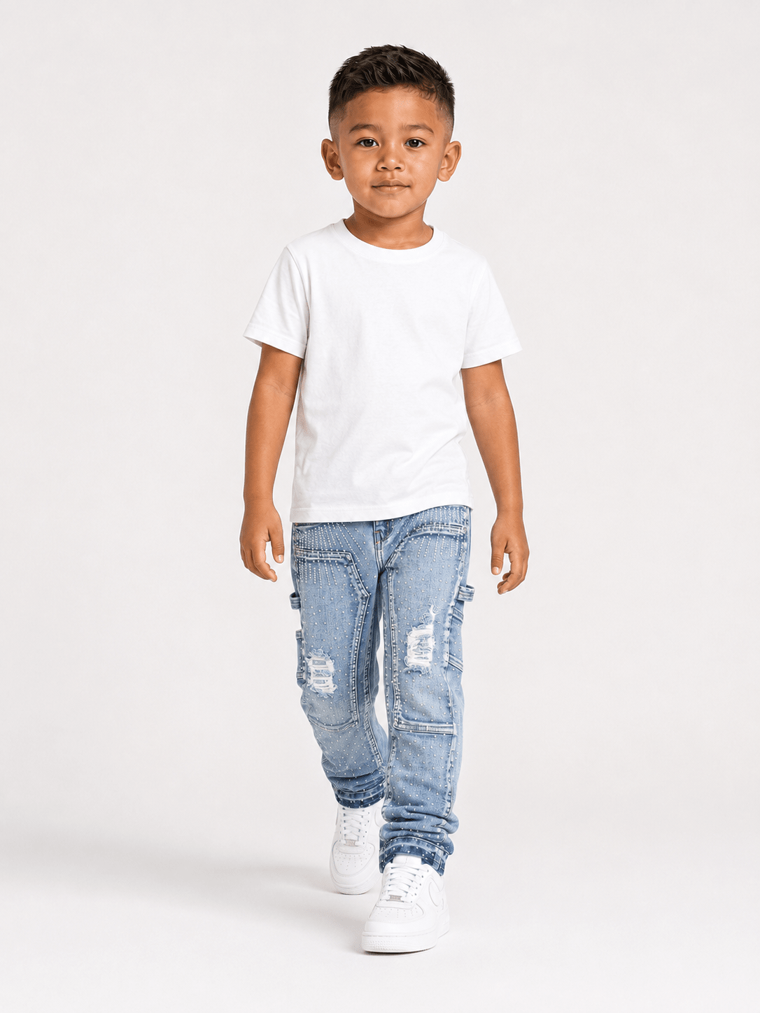 FWRD Kids Karvin Crystal Slim Straight Denim Pant