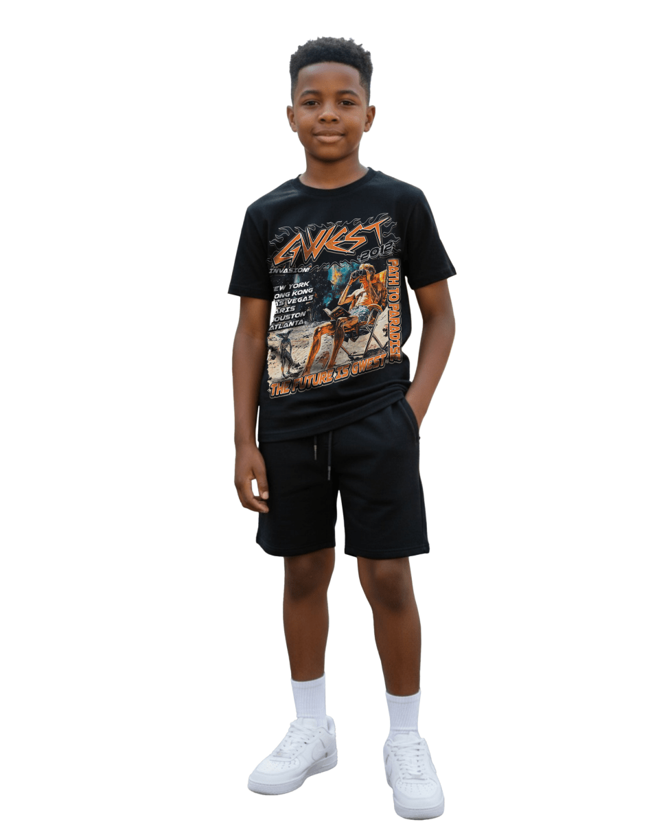 G West Kid's Offworld Wanderer Tee in Black, front view