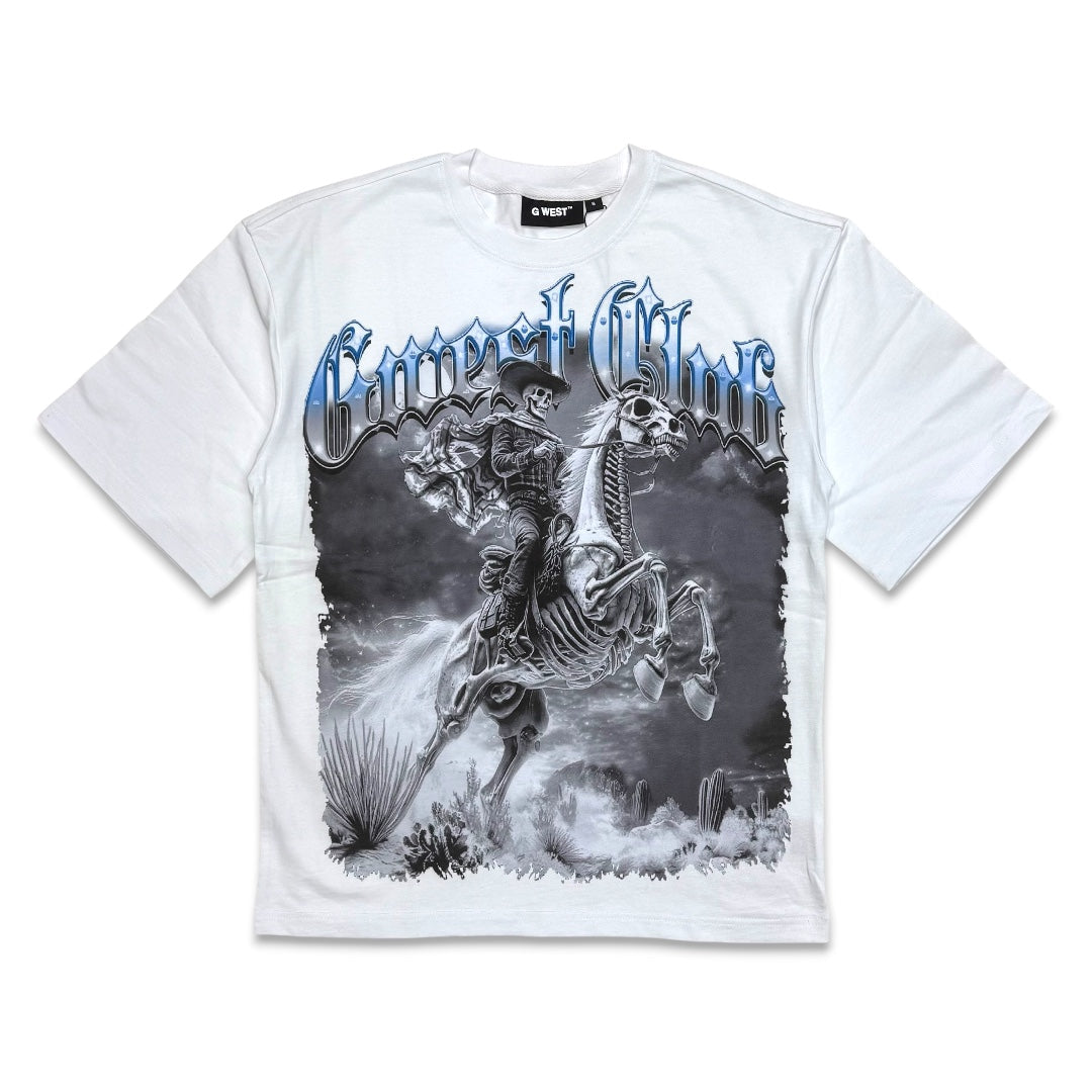 G West Rider Of Flames Tee in White/Grey, front view