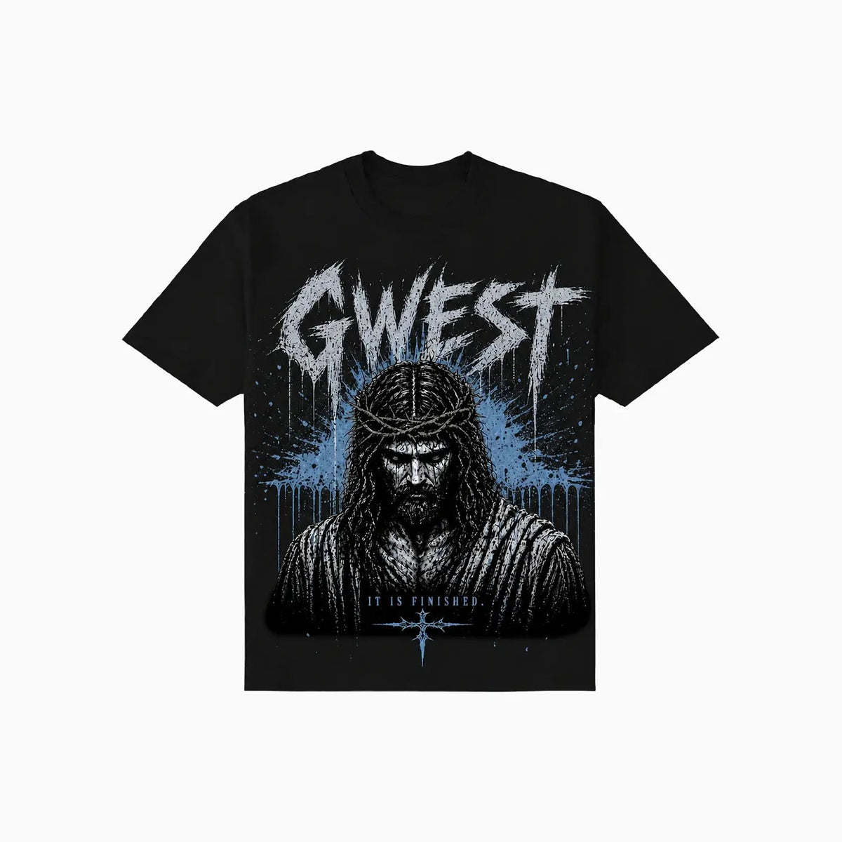 G West It Is Finished Tee in BLACK/UNC, front view