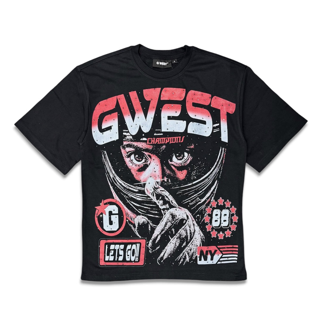 G West Racing Division With Stones in Black/Red