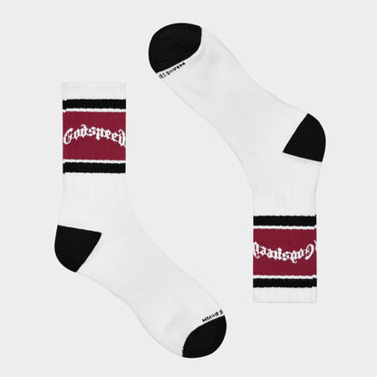 Godspeed OG Logo Striped Sock from On Time Fashions – Socks by Godspeed, Birmingham AL’s 1 fashion store and premier destination for streetwear, suits, kids fashion, and big & tall