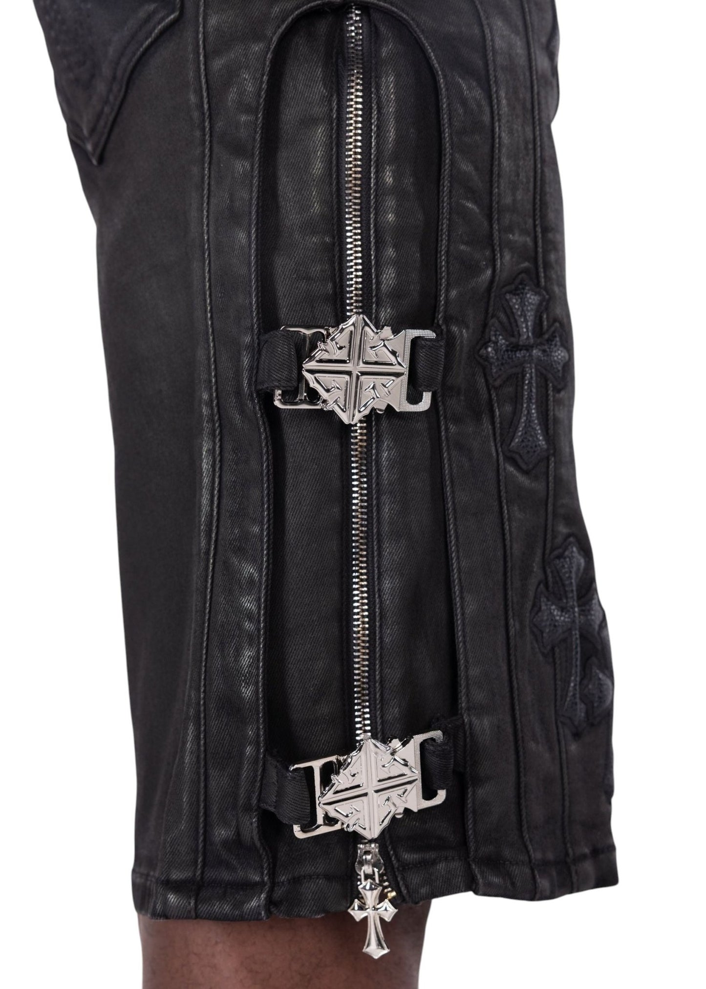 Guapi All Black Cross Buckle Shorts from On Time Fashions – Shorts by HAVEN, Birmingham AL’s 1 fashion store and premier destination for streetwear, suits, kids fashion, and big & tall