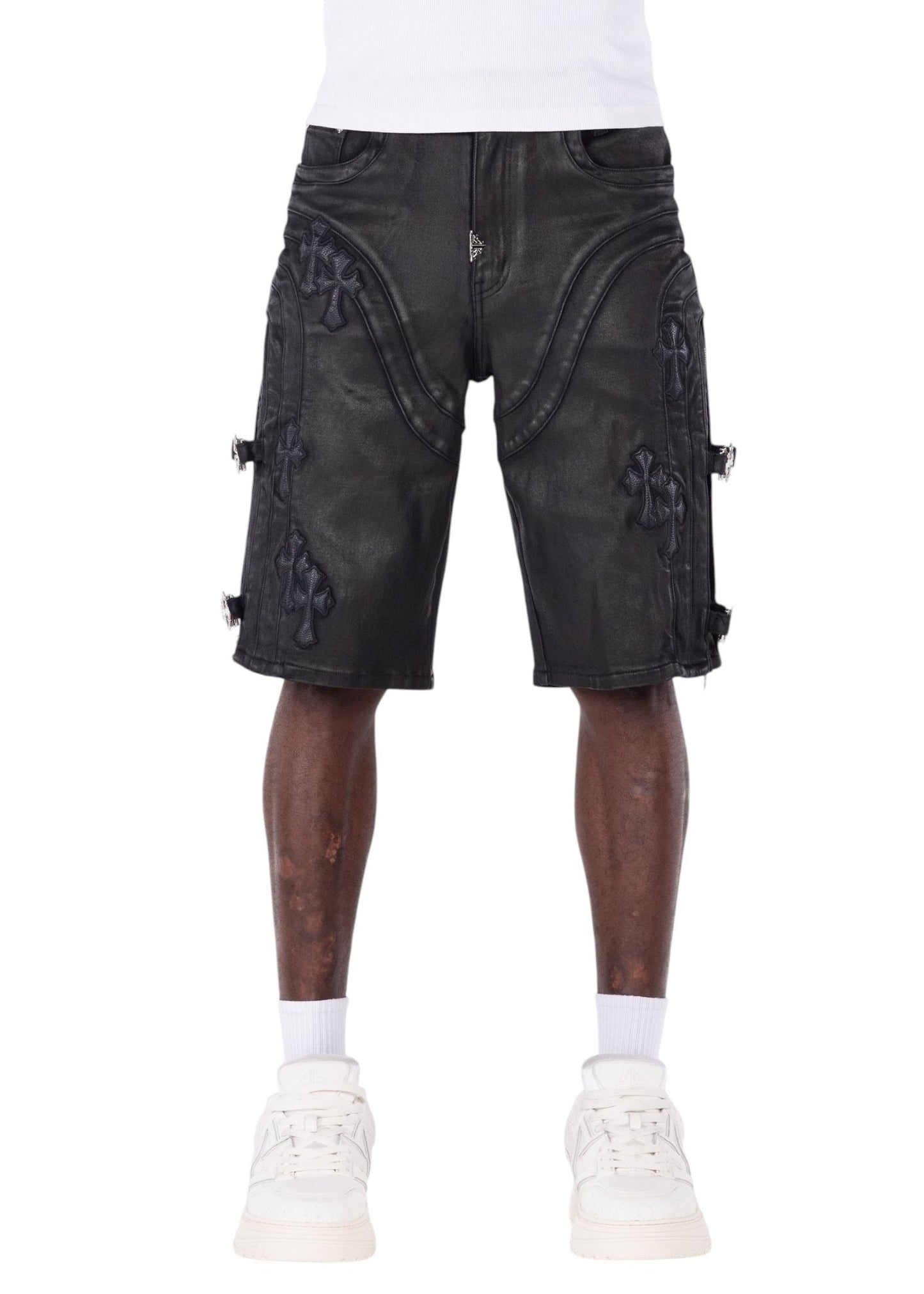 Guapi All Black Cross Buckle Shorts from On Time Fashions – Shorts by HAVEN, Birmingham AL’s 1 fashion store and premier destination for streetwear, suits, kids fashion, and big & tall