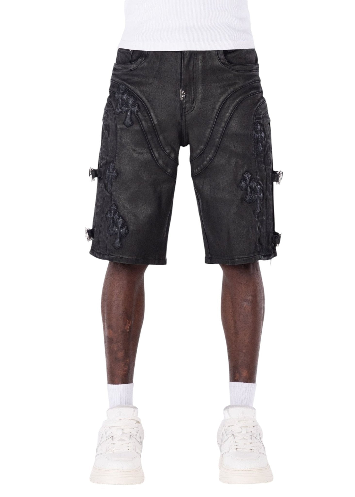 Guapi All Black Cross Buckle Shorts from On Time Fashions – Shorts by HAVEN, Birmingham AL’s 1 fashion store and premier destination for streetwear, suits, kids fashion, and big & tall