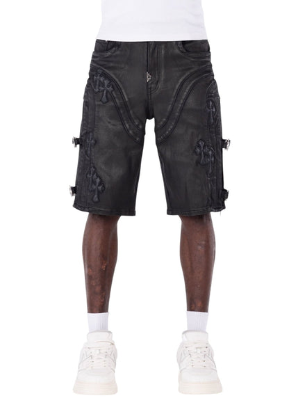 Guapi All Black Cross Buckle Shorts from On Time Fashions – Shorts by HAVEN, Birmingham AL’s 1 fashion store and premier destination for streetwear, suits, kids fashion, and big & tall