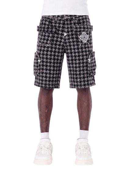 Guapi Black Houndstooth Furry Shorts from On Time Fashions – Shorts by HAVEN, Birmingham AL’s 1 fashion store and premier destination for streetwear, suits, kids fashion, and big & tall