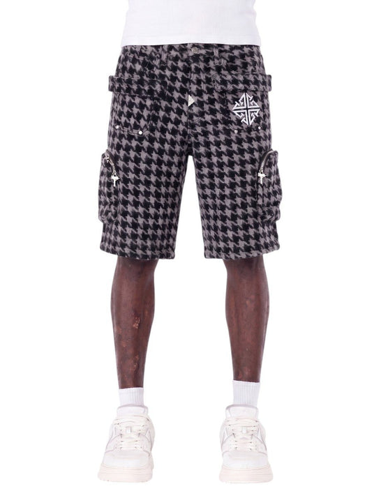Guapi Black Houndstooth Furry Shorts from On Time Fashions – Shorts by HAVEN, Birmingham AL’s 1 fashion store and premier destination for streetwear, suits, kids fashion, and big & tall