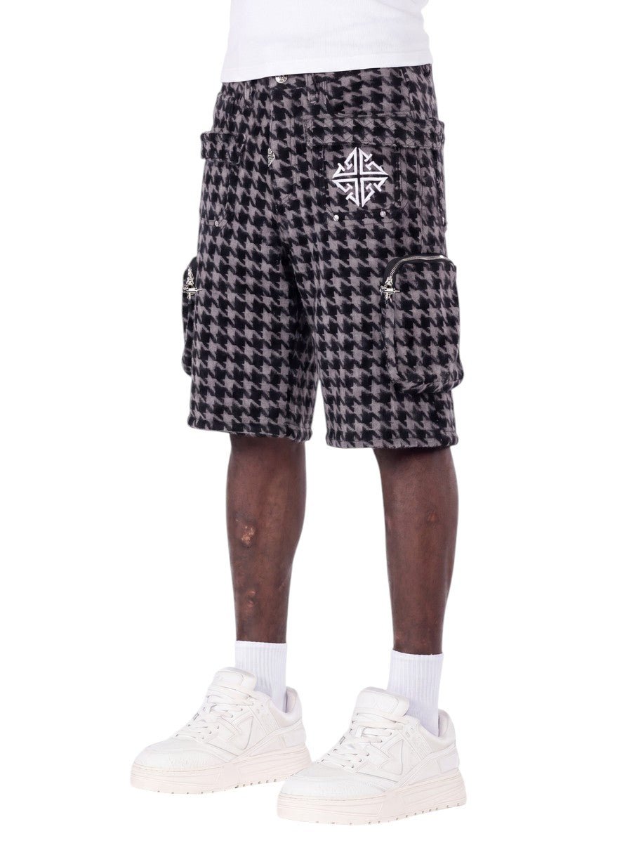 Guapi Black Houndstooth Furry Shorts from On Time Fashions – Shorts by HAVEN, Birmingham AL’s 1 fashion store and premier destination for streetwear, suits, kids fashion, and big & tall