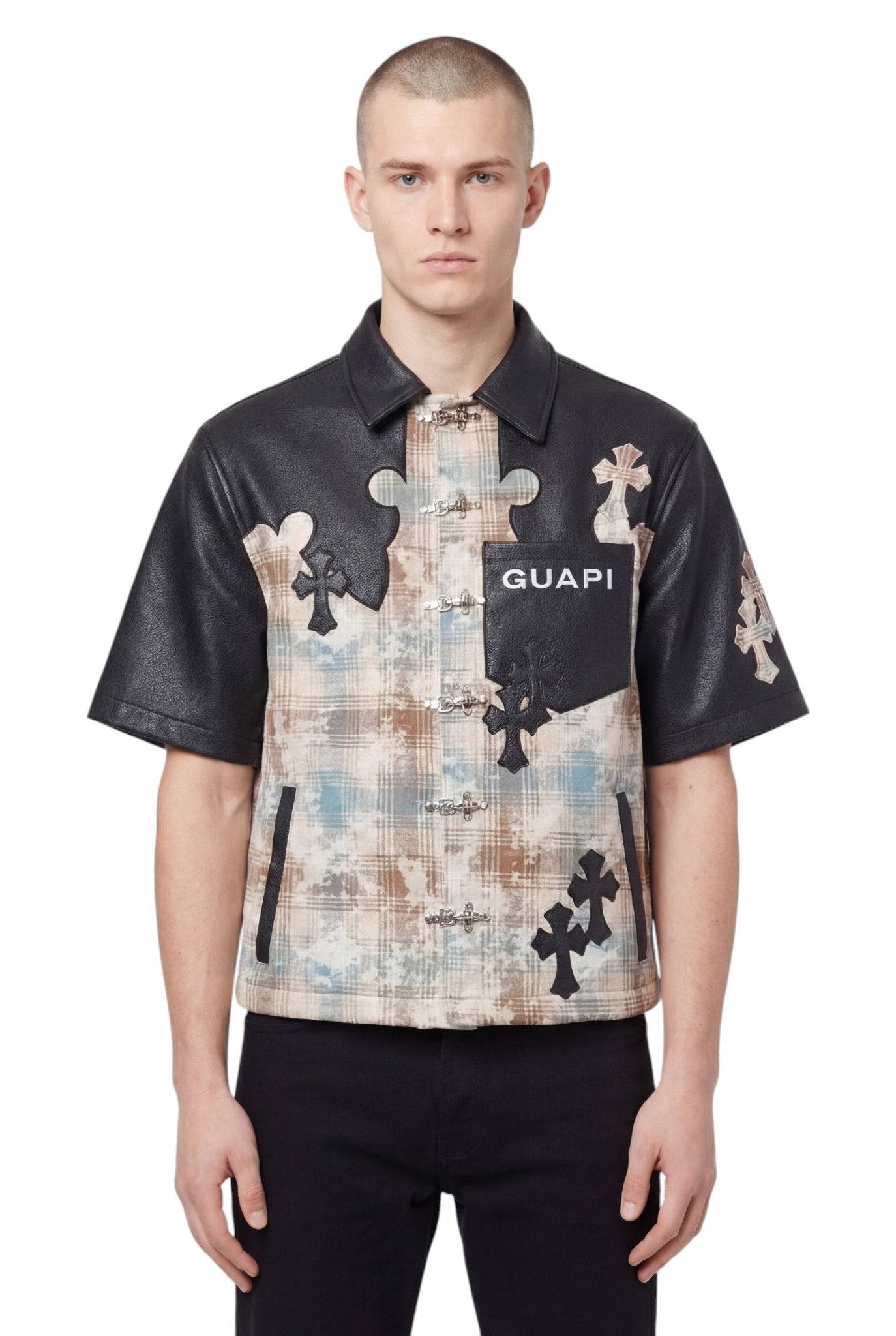 Guapi Cross Patch Shirt from On Time Fashions – Streetwear Shirt by HAVEN, Birmingham AL’s 1 fashion store and premier destination for streetwear, suits, kids fashion, and big & tall