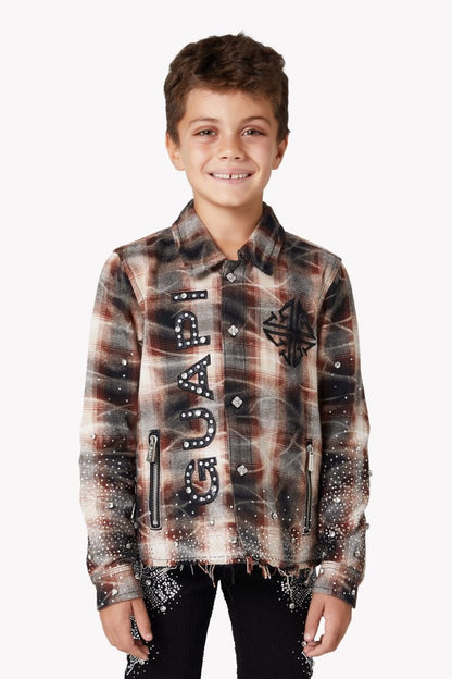 Guapi Kid's Rhinestone Flannel from On Time Fashions – Kid's Flannel by Guapi, Birmingham AL’s 1 fashion store and premier destination for streetwear, suits, kids fashion, and big & tall