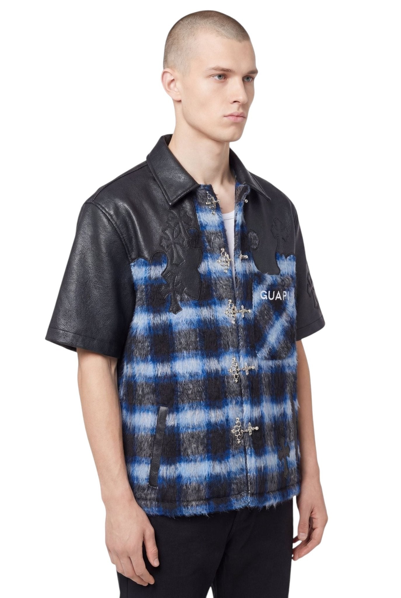 Guapi Midnight Sky Cross Patch Shirt from On Time Fashions – Streetwear Shirt by HAVEN, Birmingham AL’s 1 fashion store and premier destination for streetwear, suits, kids fashion, and big & tall