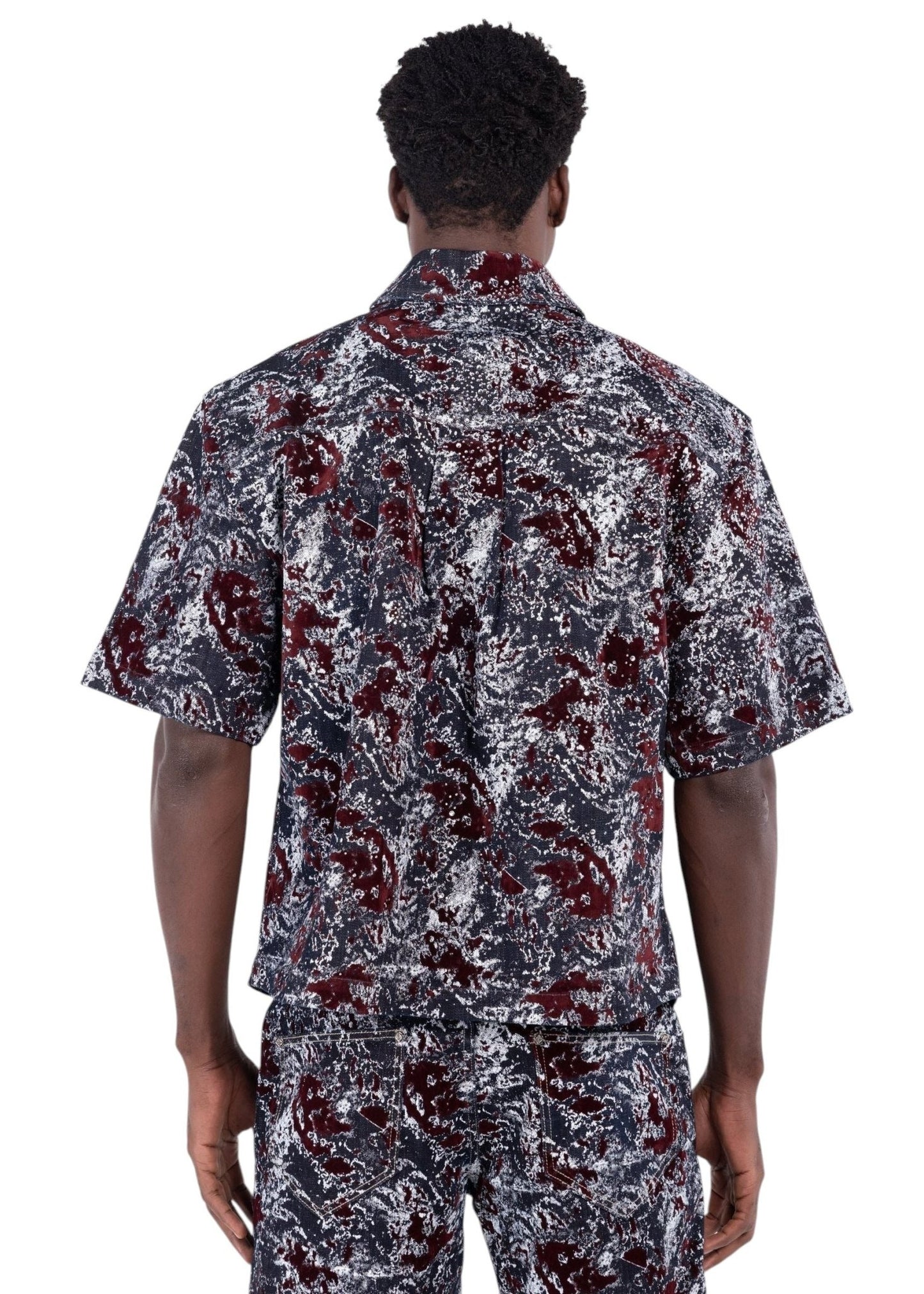 Guapi Wine Red Laser Velvet Shirt from On Time Fashions – Streetwear Shirt by HAVEN, Birmingham AL’s 1 fashion store and premier destination for streetwear, suits, kids fashion, and big & tall
