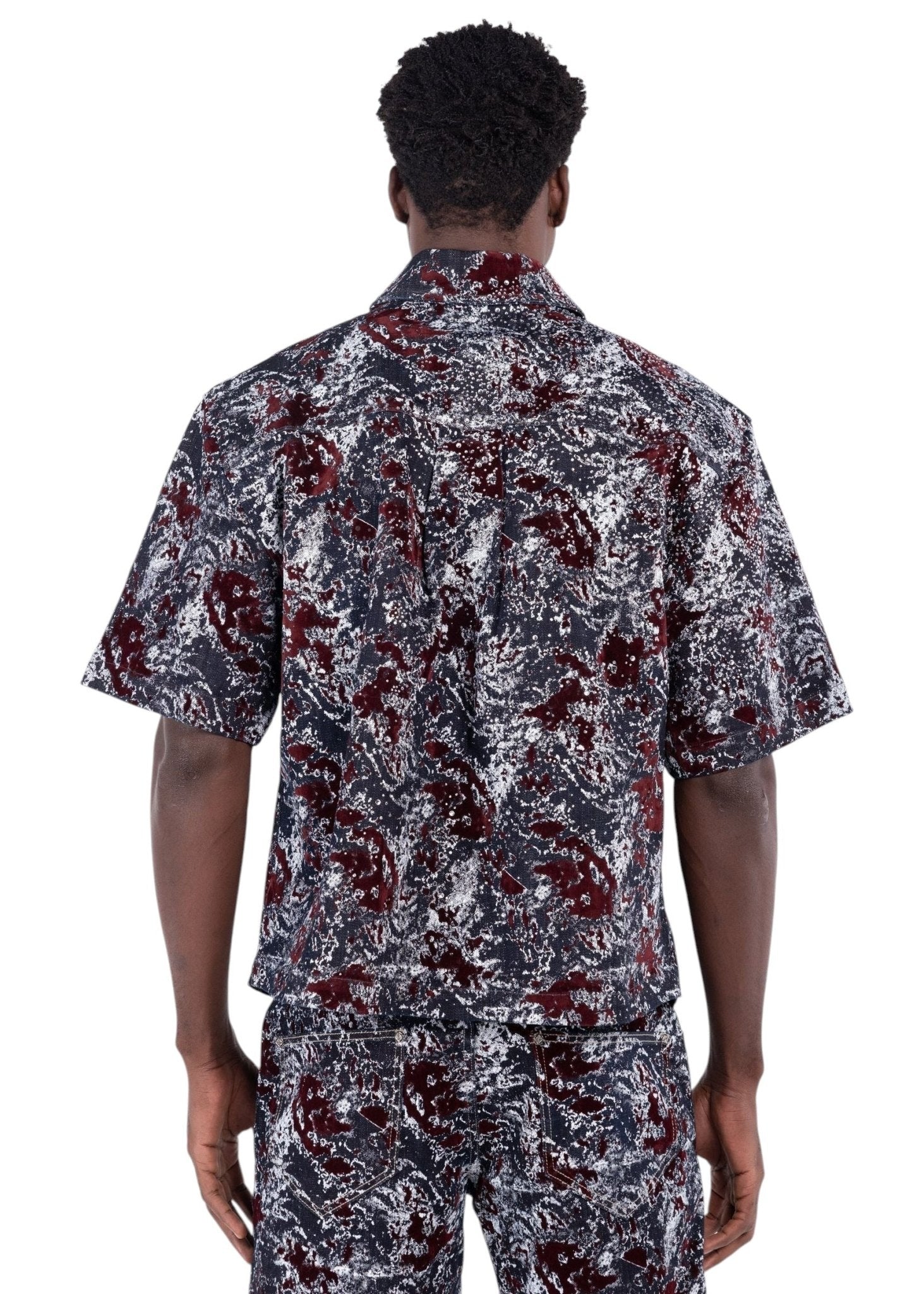 Guapi Wine Red Laser Velvet Shirt from On Time Fashions – Streetwear Shirt by HAVEN, Birmingham AL’s 1 fashion store and premier destination for streetwear, suits, kids fashion, and big & tall