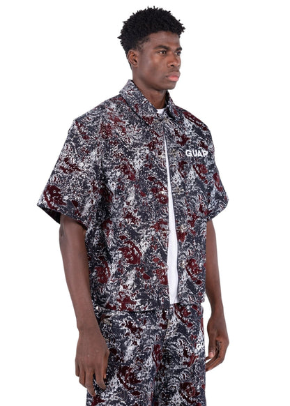 Guapi Wine Red Laser Velvet Shirt from On Time Fashions – Streetwear Shirt by HAVEN, Birmingham AL’s 1 fashion store and premier destination for streetwear, suits, kids fashion, and big & tall