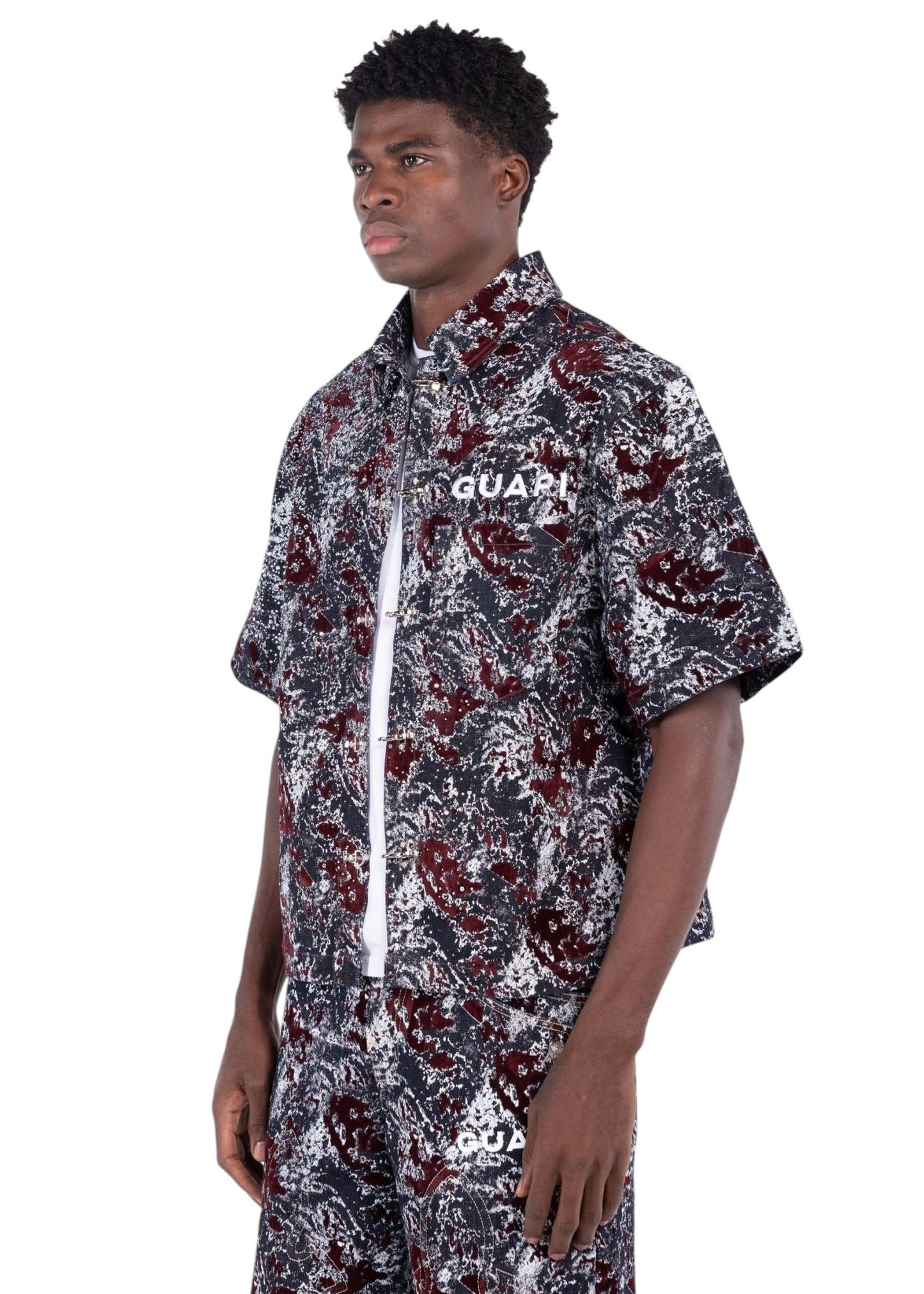 Guapi Wine Red Laser Velvet Shirt from On Time Fashions – Streetwear Shirt by HAVEN, Birmingham AL’s 1 fashion store and premier destination for streetwear, suits, kids fashion, and big & tall