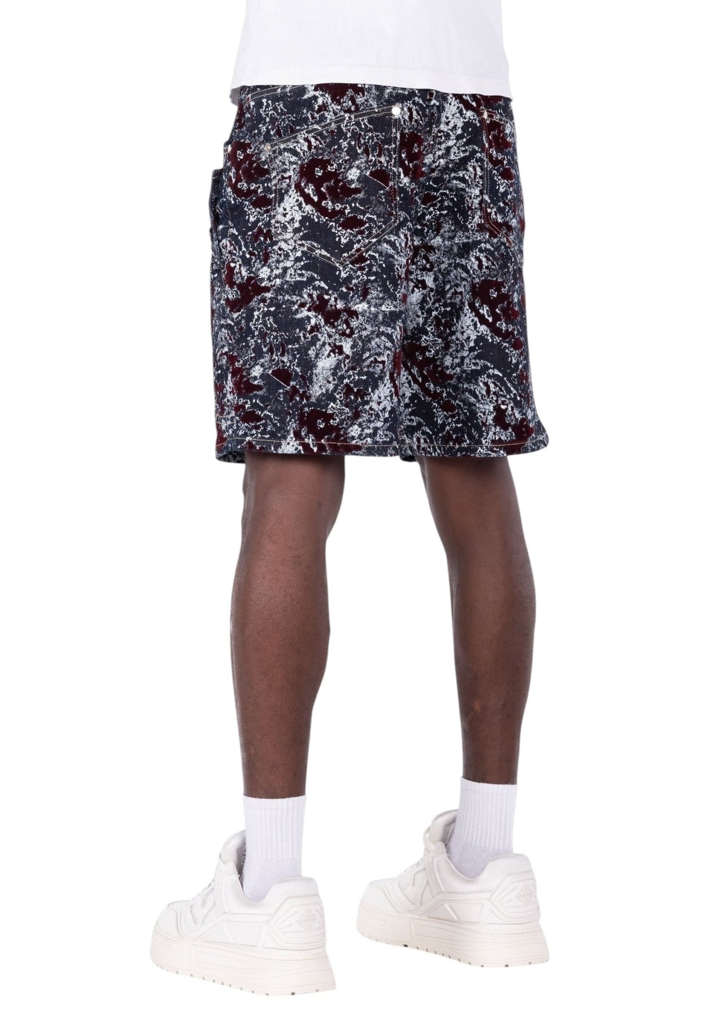 Guapi Wine Red Laser Velvet Shorts from On Time Fashions – Shorts by HAVEN, Birmingham AL’s 1 fashion store and premier destination for streetwear, suits, kids fashion, and big & tall