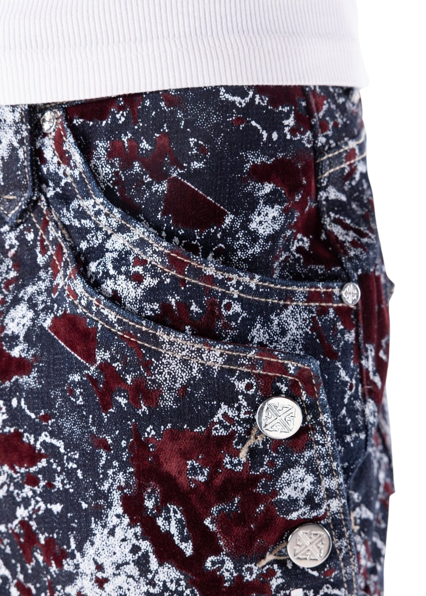 Guapi Wine Red Laser Velvet Shorts from On Time Fashions – Shorts by HAVEN, Birmingham AL’s 1 fashion store and premier destination for streetwear, suits, kids fashion, and big & tall