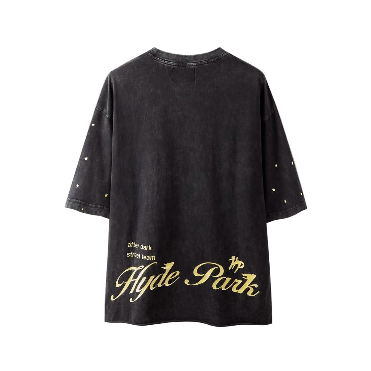 Hyde Park Dark Park T-Shirt in black wash with Hyde Park back lettering