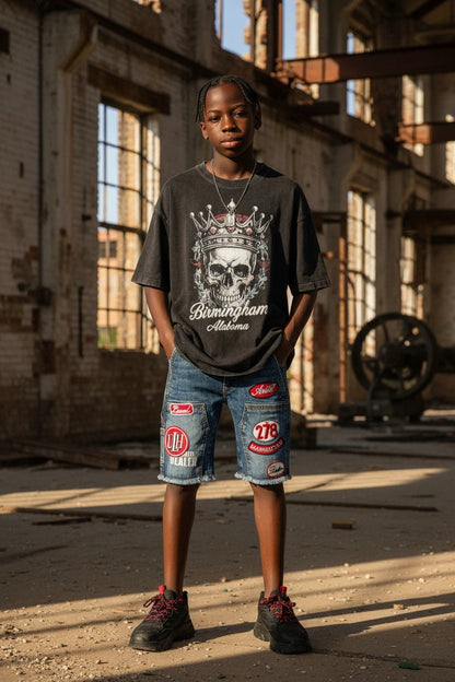 Jordan Craig Kids Local Art Dealer Jean Short from On Time Fashions – Kid's Shorts by Jordan Craig, Birmingham AL’s 1 fashion store and premier destination for streetwear, suits, kids fashion, and big & tall