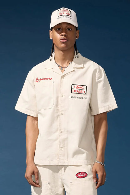 Jordan Craig The Re-Up Mechanic Shirt from On Time Fashions – Streetwear Shirt by Jordan Craig, Birmingham AL’s 1 fashion store and premier destination for streetwear, suits, kids fashion, and big & tall
