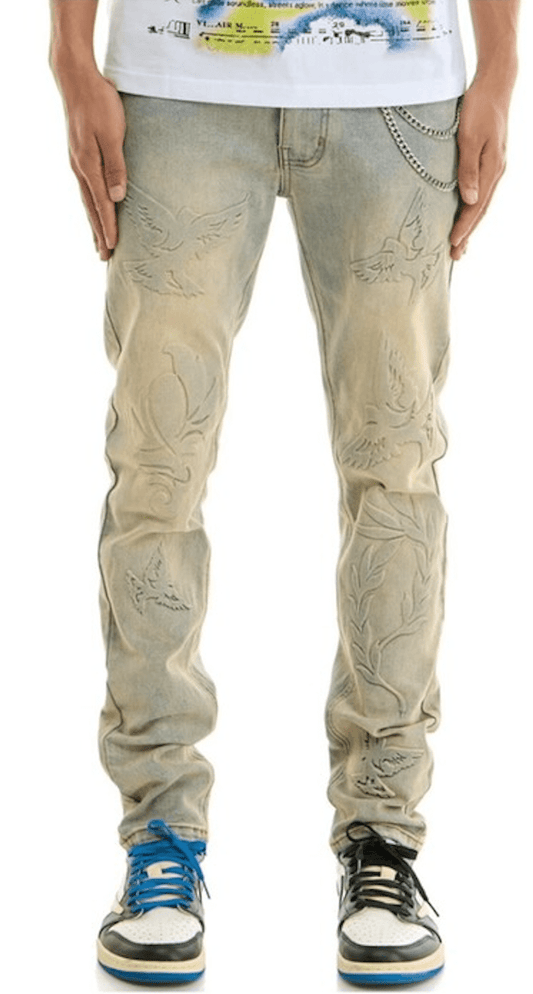 KDNK 3D Peace Jeans from On Time Fashions – Jeans by KDNK, Birmingham AL’s 1 fashion store and premier destination for streetwear, suits, kids fashion, and big & tall