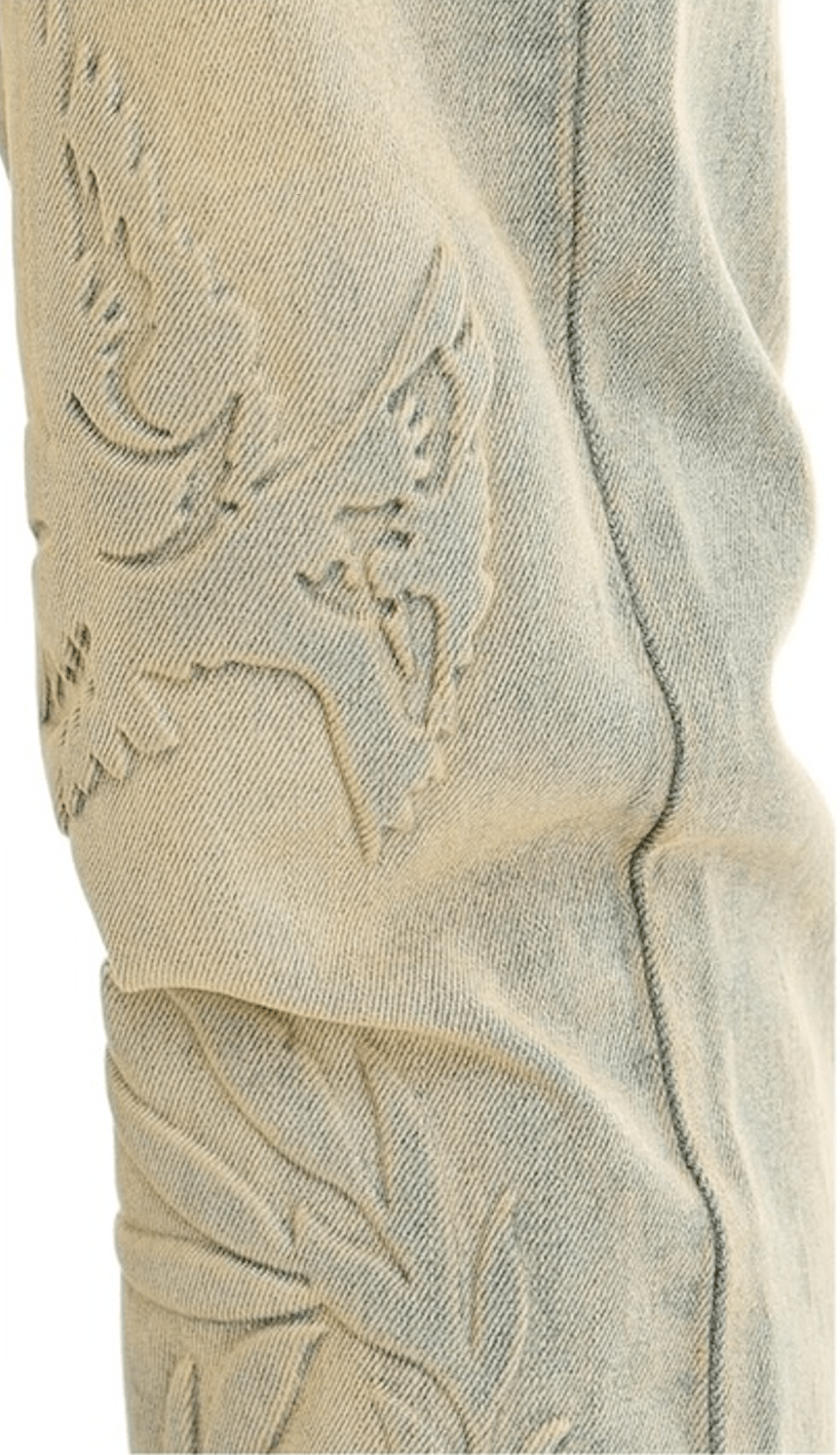 KDNK 3D Peace Jeans from On Time Fashions – Jeans by KDNK, Birmingham AL’s 1 fashion store and premier destination for streetwear, suits, kids fashion, and big & tall
