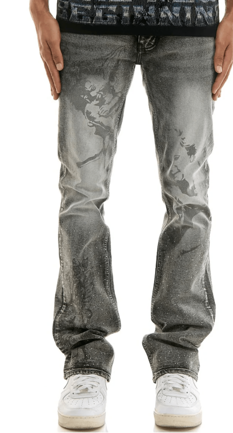 KDNK Angel Rhinestone Jeans from On Time Fashions – Jeans by KDNK, Birmingham AL’s 1 fashion store and premier destination for streetwear, suits, kids fashion, and big & tall