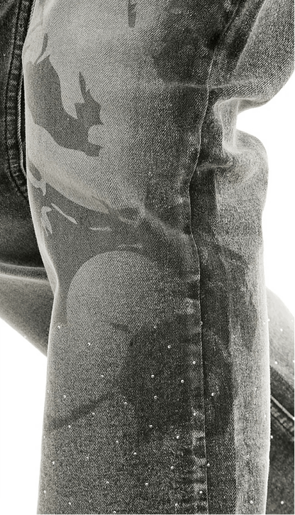 KDNK Angel Rhinestone Jeans from On Time Fashions – Jeans by KDNK, Birmingham AL’s 1 fashion store and premier destination for streetwear, suits, kids fashion, and big & tall