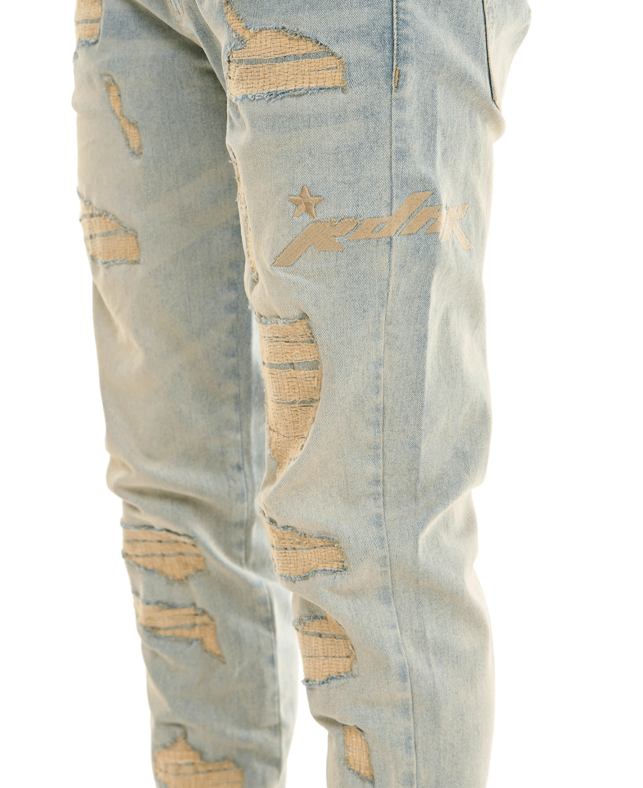 KDNK Dune Embroidered Skinny Jeans from On Time Fashions – Jeans by KDNK, Birmingham AL’s 1 fashion store and premier destination for streetwear, suits, kids fashion, and big & tall