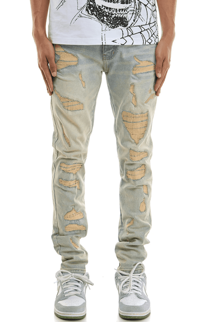KDNK Dune Embroidered Skinny Jeans from On Time Fashions – Jeans by KDNK, Birmingham AL’s 1 fashion store and premier destination for streetwear, suits, kids fashion, and big & tall