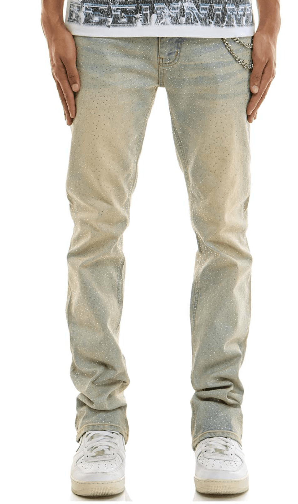 KDNK Rhinestone Skinny Jeans from On Time Fashions – Jeans by KDNK, Birmingham AL’s 1 fashion store and premier destination for streetwear, suits, kids fashion, and big & tall
