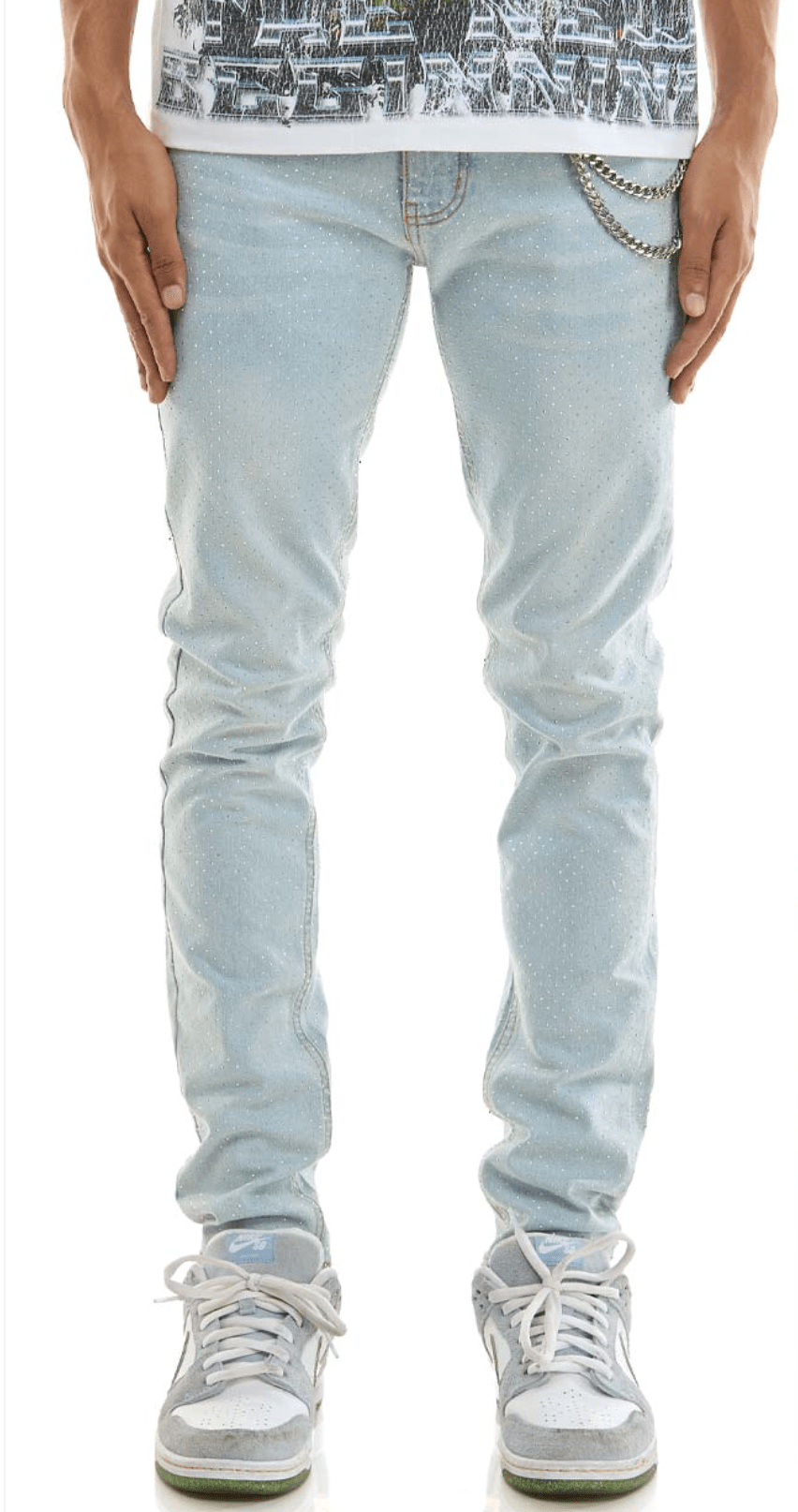 KDNK Rhinestone Skinny Jeans from On Time Fashions – Jeans by KDNK, Birmingham AL’s 1 fashion store and premier destination for streetwear, suits, kids fashion, and big & tall