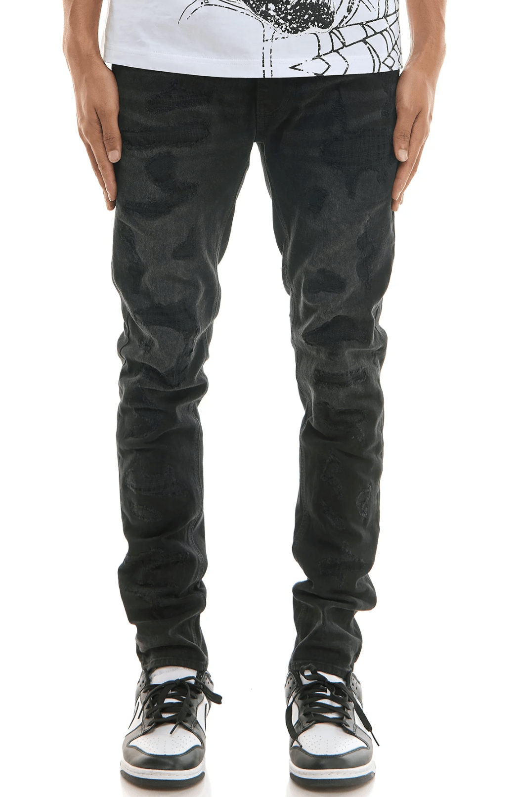 KDNK Shadow Ripped Skinny Jeans from On Time Fashions – Jeans by KDNK, Birmingham AL’s 1 fashion store and premier destination for streetwear, suits, kids fashion, and big & tall