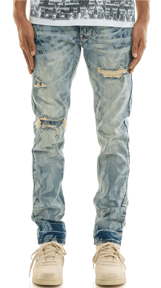 KDNK Skinny Printed Jeans from On Time Fashions – Jeans by KDNK, Birmingham AL’s 1 fashion store and premier destination for streetwear, suits, kids fashion, and big & tall