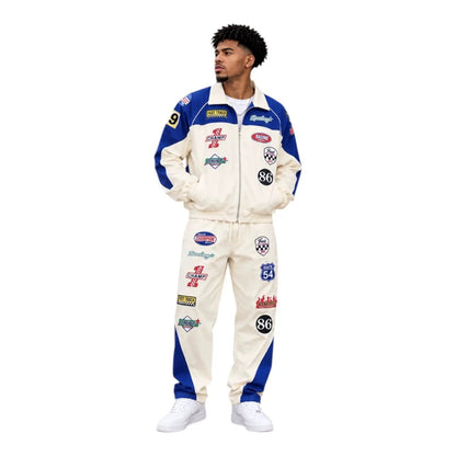 Kindred Nylon Patches Jacket & Pants Set – Beige/Royal