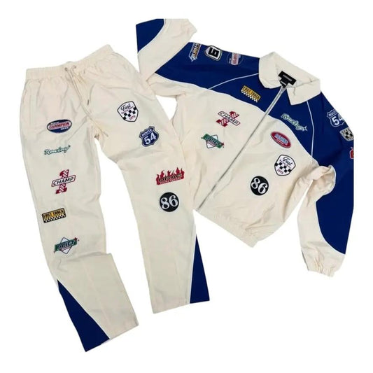 Kindred Nylon Patches Jacket & Pants Set – Beige/Royal