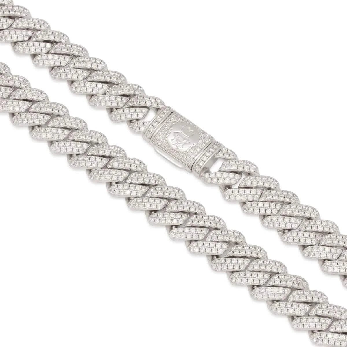 King Ice 12mm Iced Diamond Cut Miami Cuban Link Chain from On Time Fashions – Necklace by King Ice, Birmingham AL’s 1 fashion store and premier destination for streetwear, suits, kids fashion, and big & tall