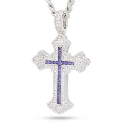 King Ice Fleur de Lis Cross Necklace by King Ice