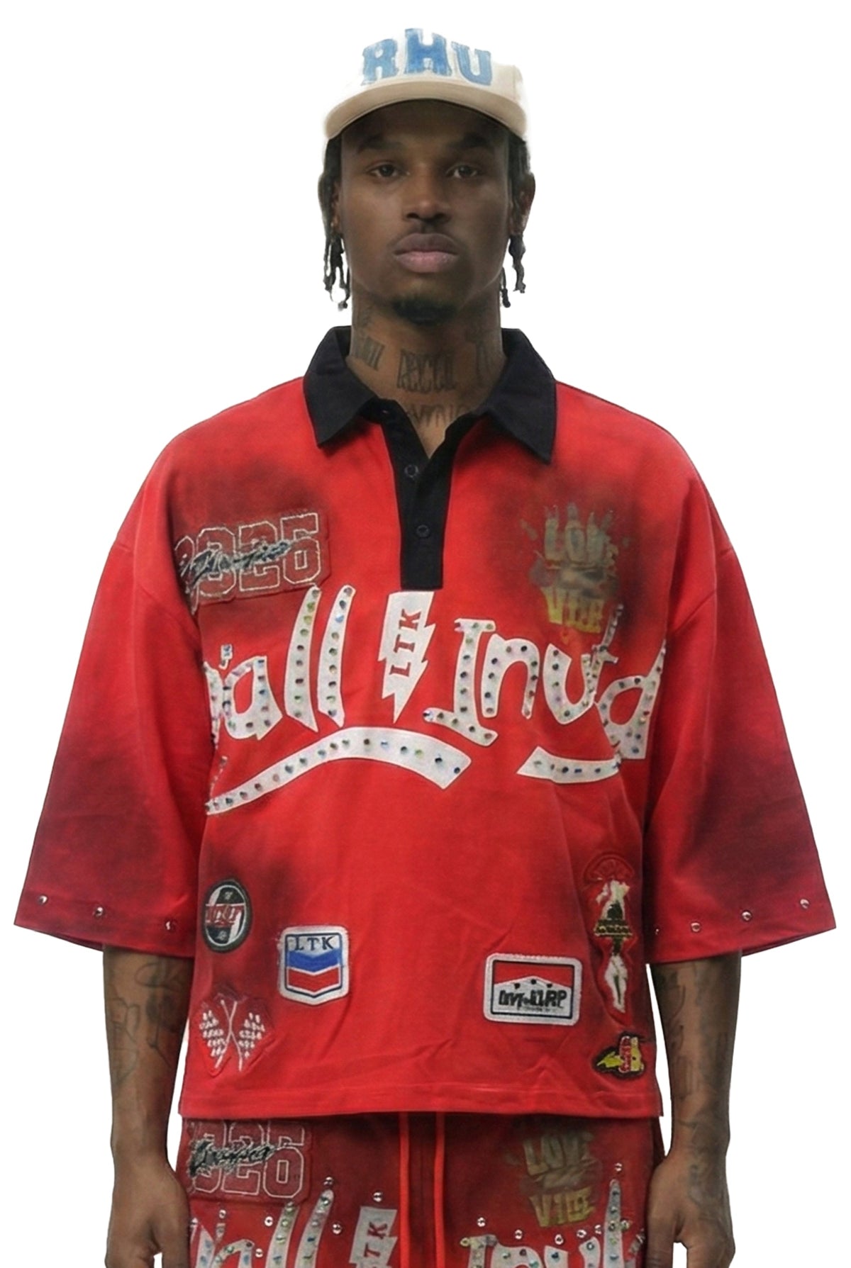 KLEEP Washed S/N Jersey Crop Top Tee in Red, product view