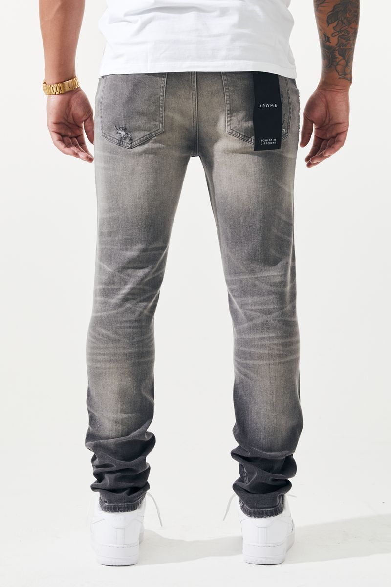 Krome Ripped Off Jean – 3019 from On Time Fashions – jeans by Krome, Birmingham AL’s 1 fashion store and premier destination for streetwear, suits, kids fashion, and big & tall