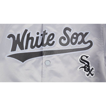 Pro Standard kids Chicago White Sox Classic Chenille satin jacket in Silver, White Sox lettering detail