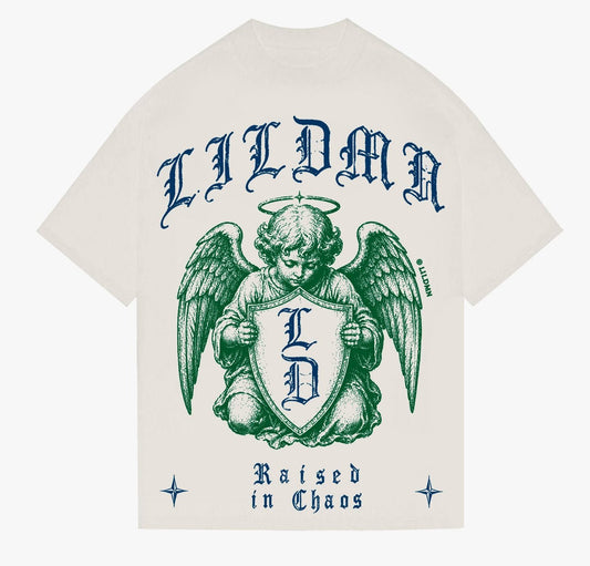 LILDMN Raised in Chaos Tee from On Time Fashions – Graphic Tee by LILDMN, Birmingham AL’s 1 fashion store and premier destination for streetwear, suits, kids fashion, and big & tall