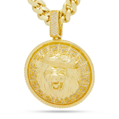 King Ice Lion Shield Necklace