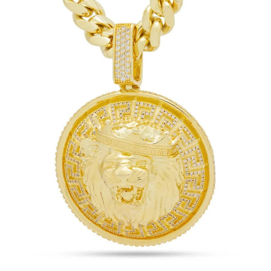 King Ice Lion Shield Necklace