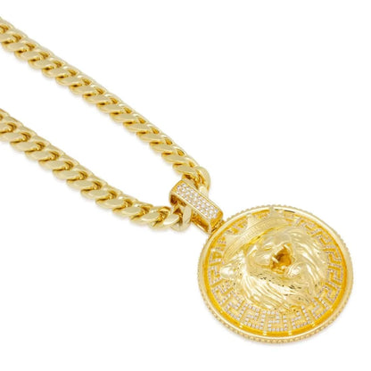 King Ice Lion Shield Necklace