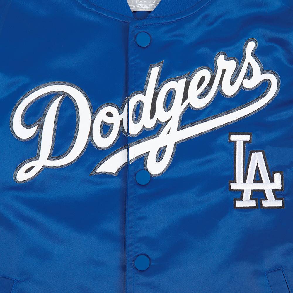 Pro Standard kids Los Angeles Dodgers Classic Chenille satin jacket in Dodger Blue, Dodgers lettering detail